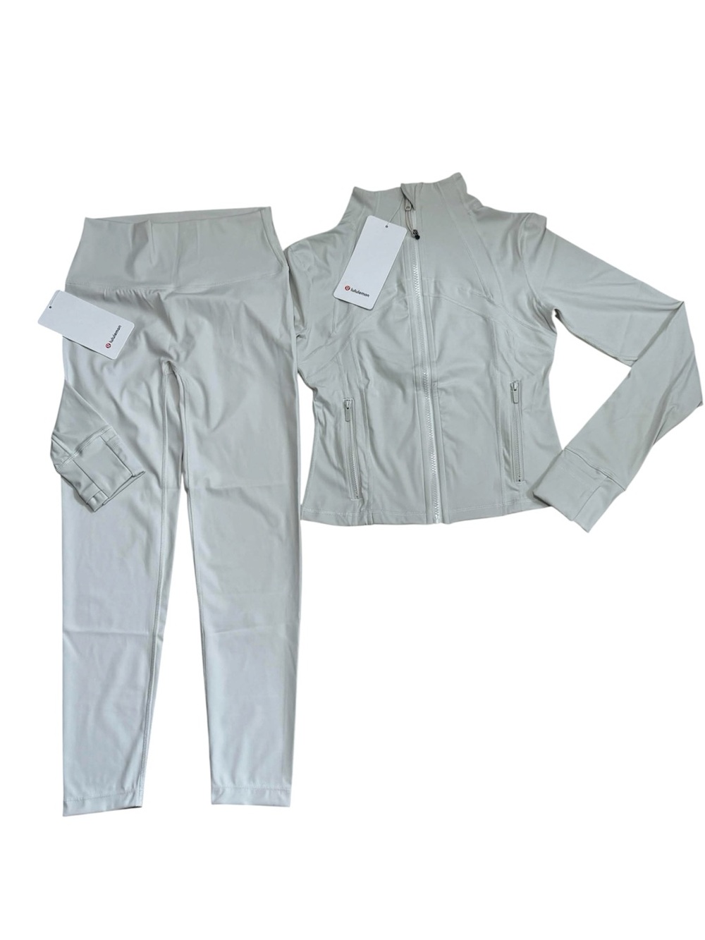 lululemon athletica Cream High-Waisted Leggings with Zip-Up Jacket
